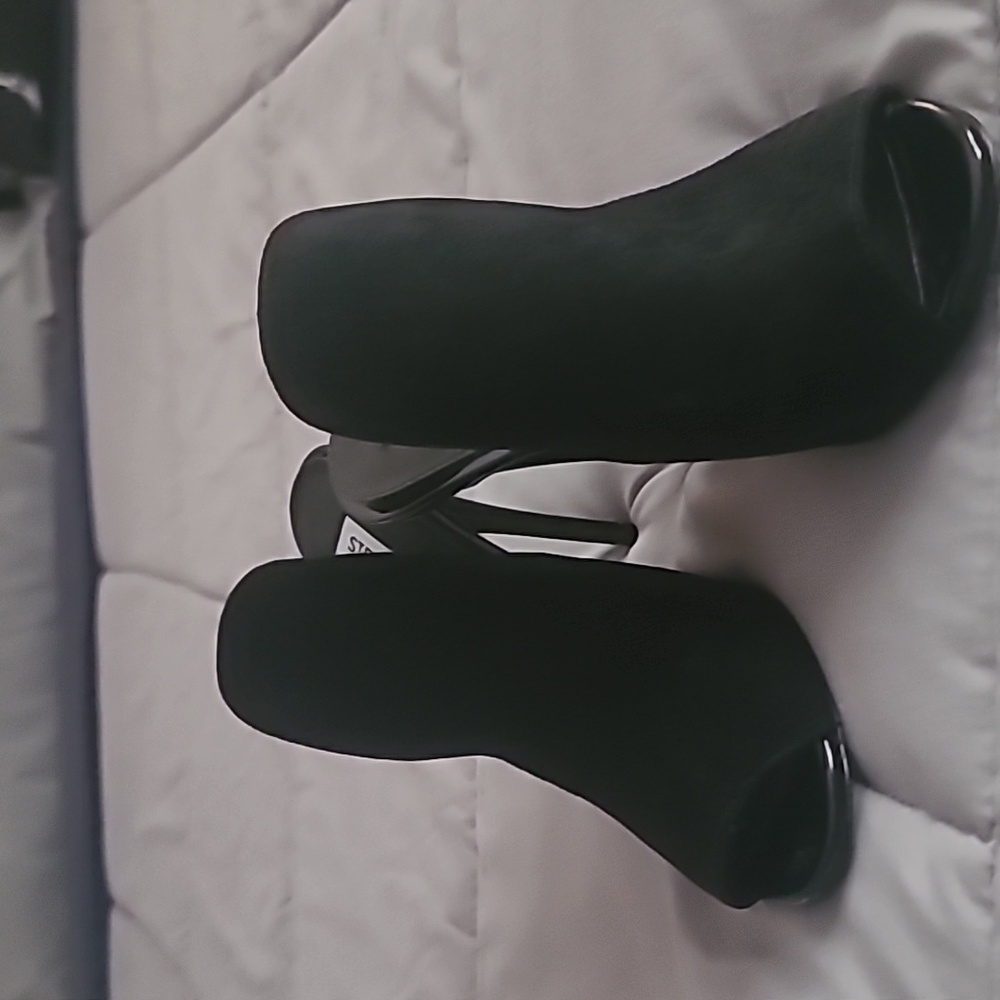black suede high heels